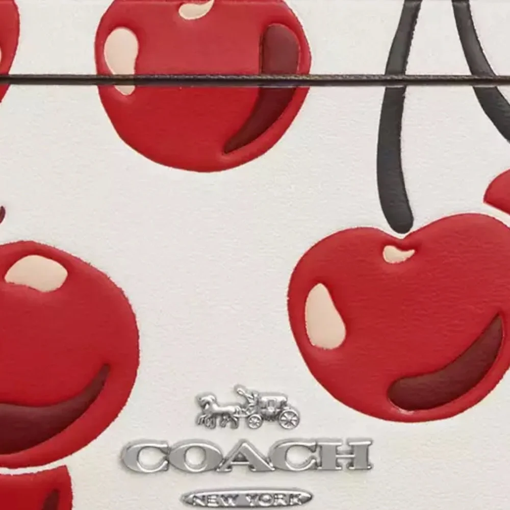 Coach Mini Skinny Id Case With Cherry Print nwt in packaging - Picture 3 of 5